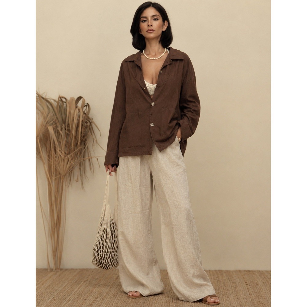 Its Your Adventure Oversized Top 2XL Brown Shacket Boho Lagenlook Combed Lining